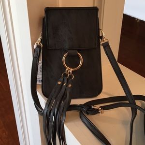 Cellphone Fringe Tassel Crossbody Black